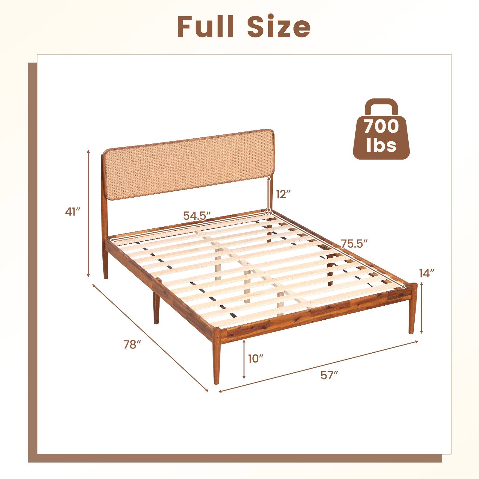 Full Size  
700 lbs  
41"  
54.5"  
12"  
75.5"  
14"  
78"  
10"  
57"