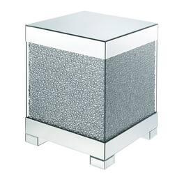 Manhattan Lane - Contemporary Square Wooden End Table with Faux Crystal Inlays - Silver