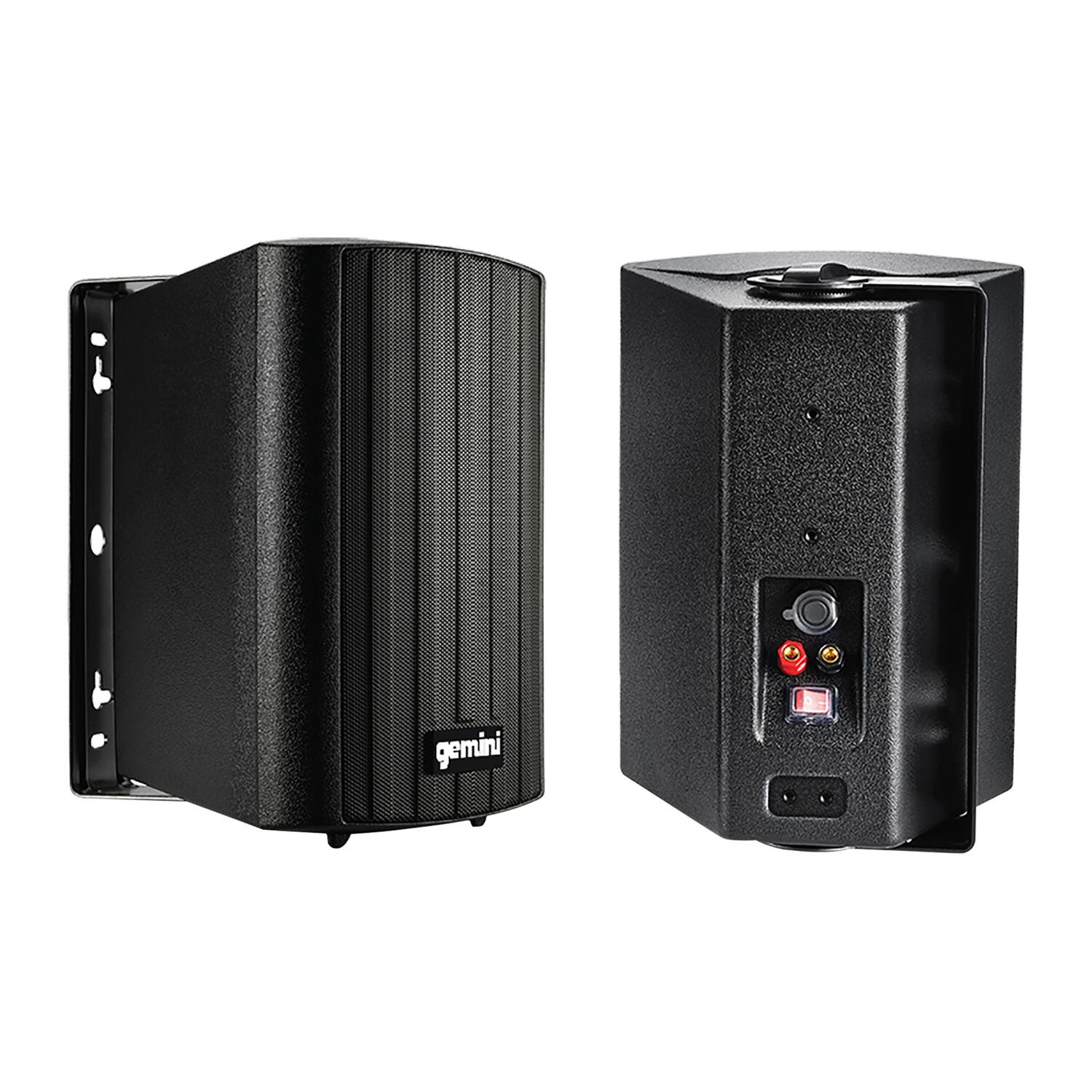 Left. Gemini - GHSI Series GHSI-W650BT-PR Outdoor Bluetooth 300-Watt-Peak Speaker Set with Mounting Brackets and Remote, 2 Count - Black.