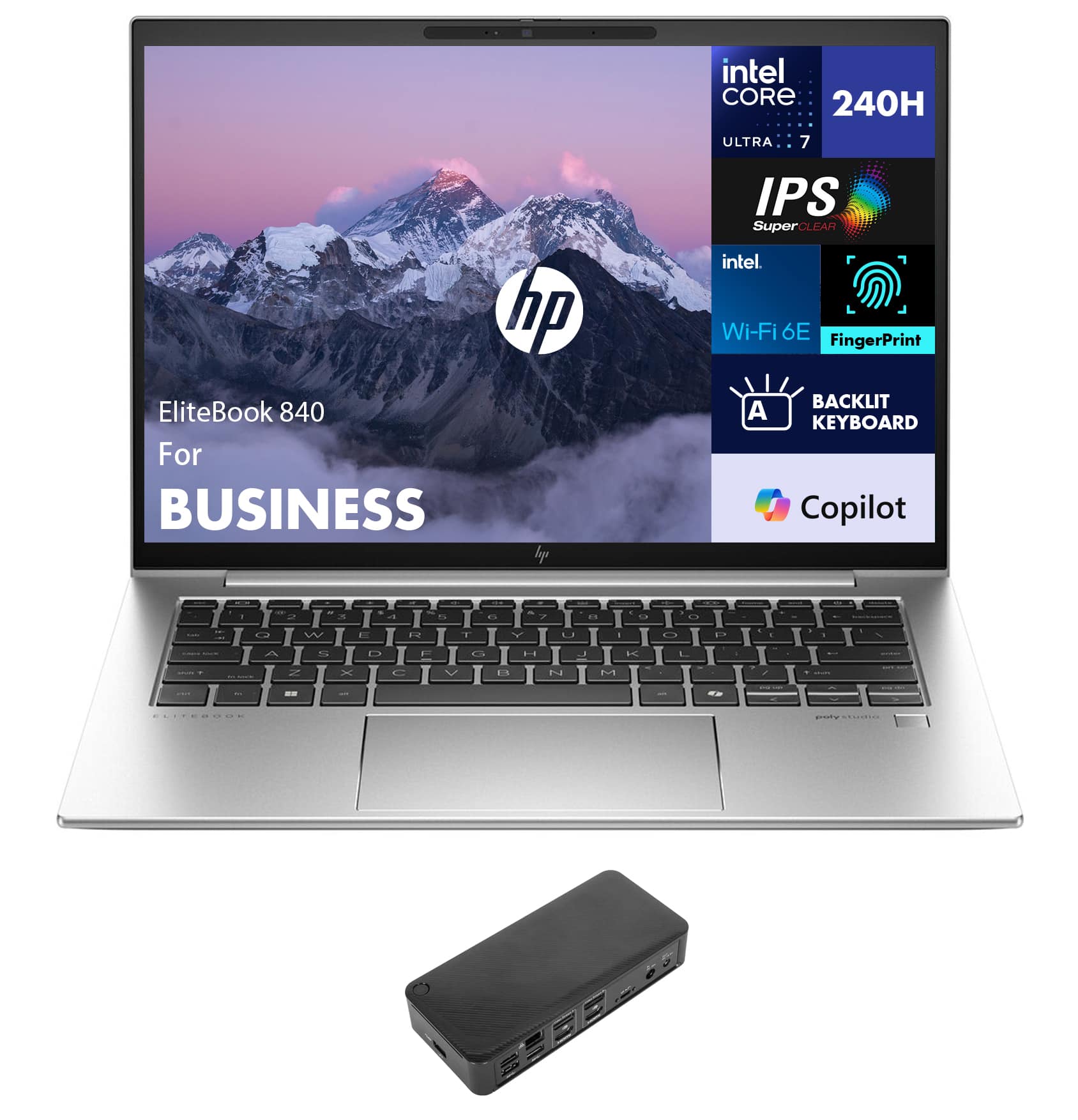 HP - EliteBook 840 Laptop 14.0 WUXGA (Intel Ultra 7 155U, 16GB DDR5, 1TB PCIe SSD, Intel Graphics, Win 11 Pro) - Pike Silver