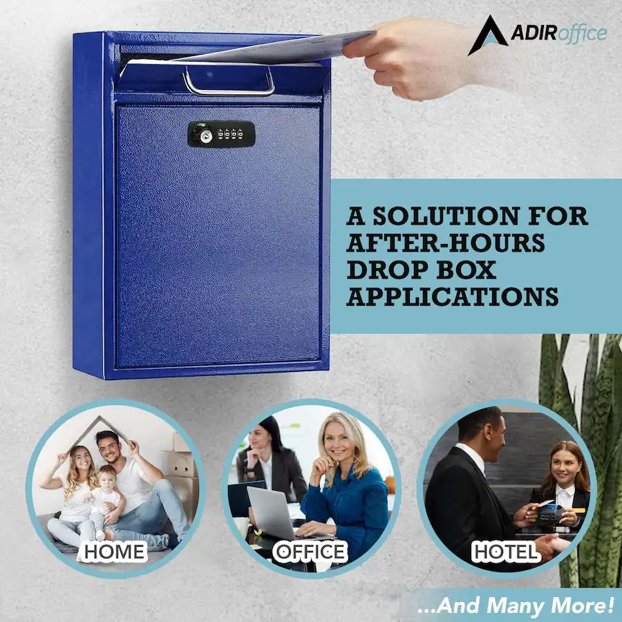 AdirOffice Drop Box Large Steel Wall Mounted Drop Box Mailbox with ...