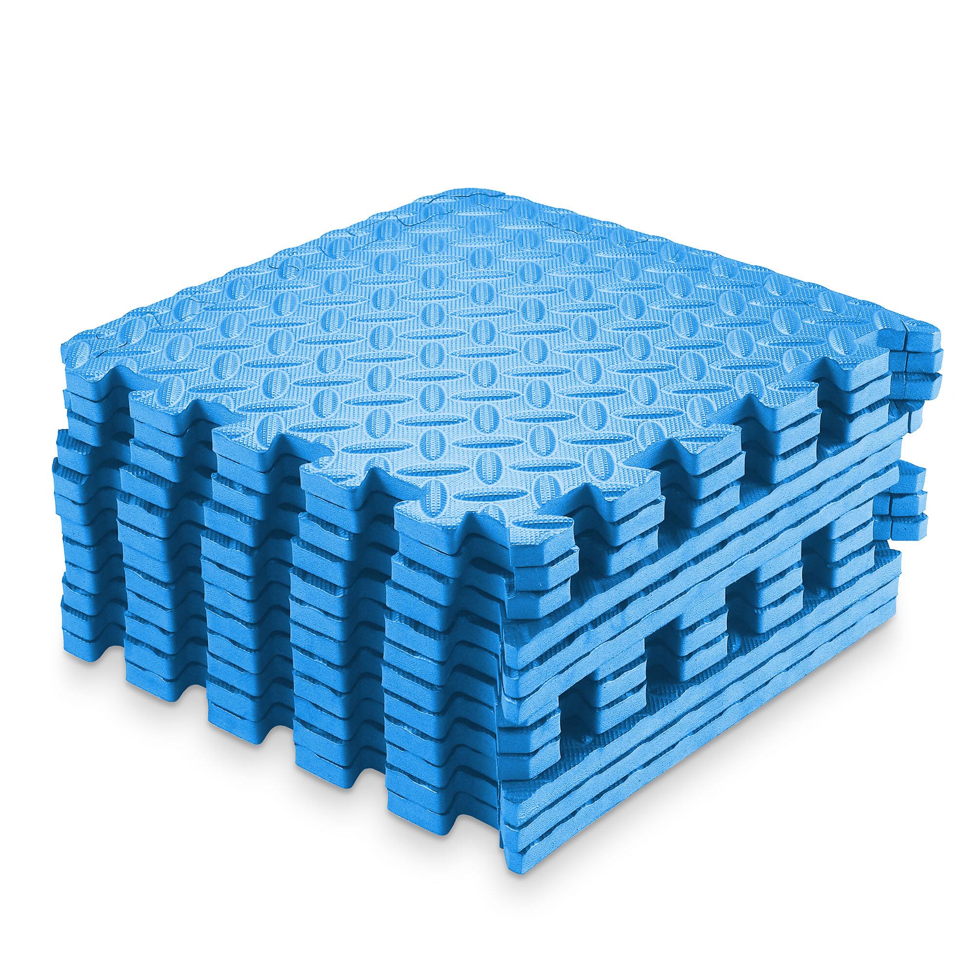Alt View 1. Philosophy Gym - Exercise Flooring Mats - Foam Rubber Interlocking Puzzle Floor Tiles - Blue.
