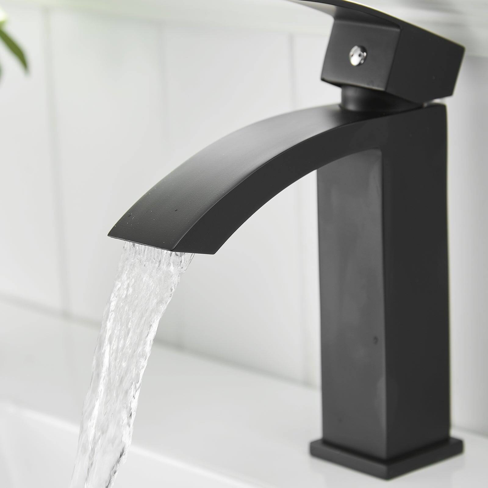 Alt View 7. Boyel Living - Single Hole Single Handle Bathroom Faucet Matte Black with Supply Lines Brass Durable Modern Easy Install - Matte Black.
