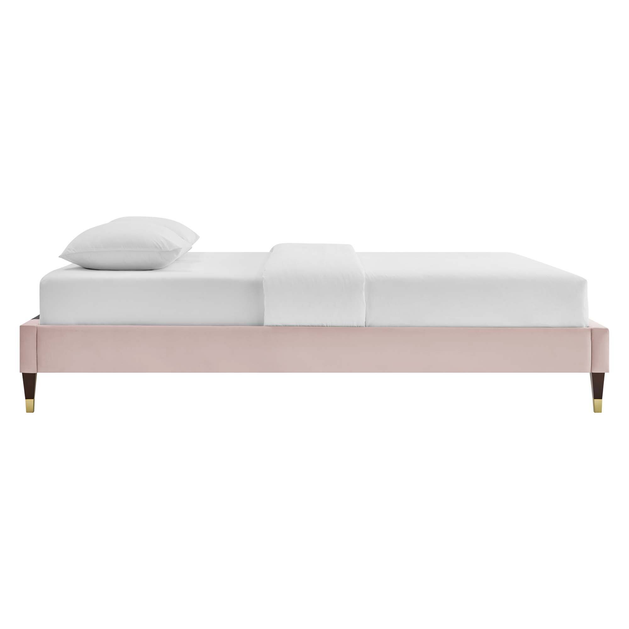 Back. Modway - Reign Performance Velvet King Platform Bed Frame - White.