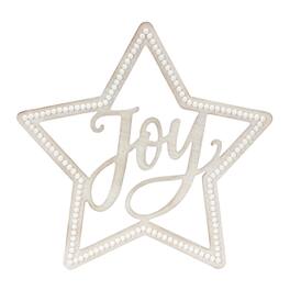 BreeBe - Beaded Wood Star with Joy Sentiment (Set of 2) - Brown, White