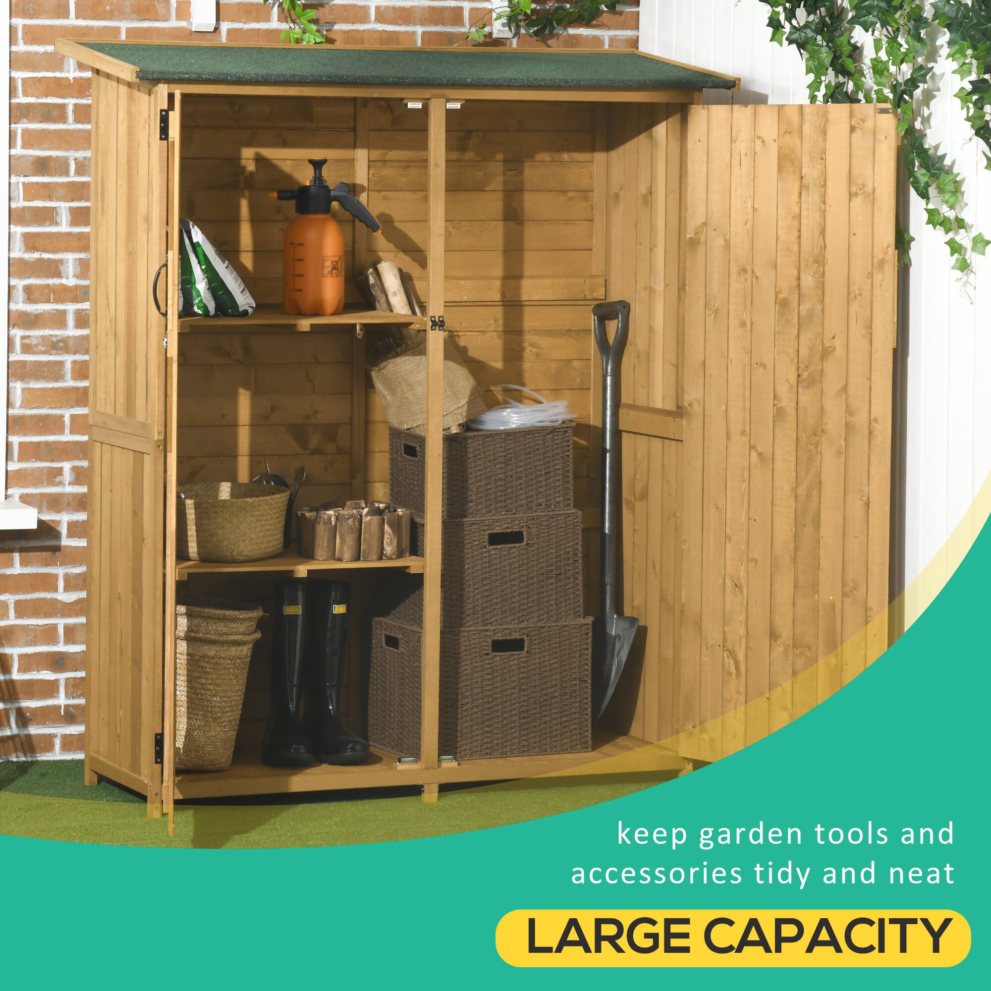 K keep garden tools and accessories tidy and neat
LARGE CAPACITY