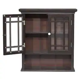 SlickBlue - Space-Saving 2-Door Bathroom Cabinet with Open Shelf - Dark Espresso