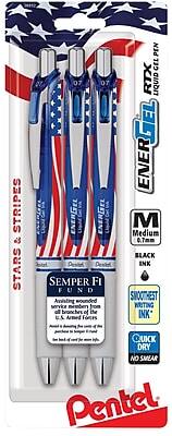 Pentel - EnerGel RTX Retractable Gel Pen, Medium Point, 0.7mm, Black Ink, 3/Pack - Multicolor