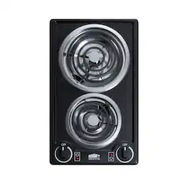 SUMMIT - 12" Wide 230V 2-Burner Coil Cooktop - Black
