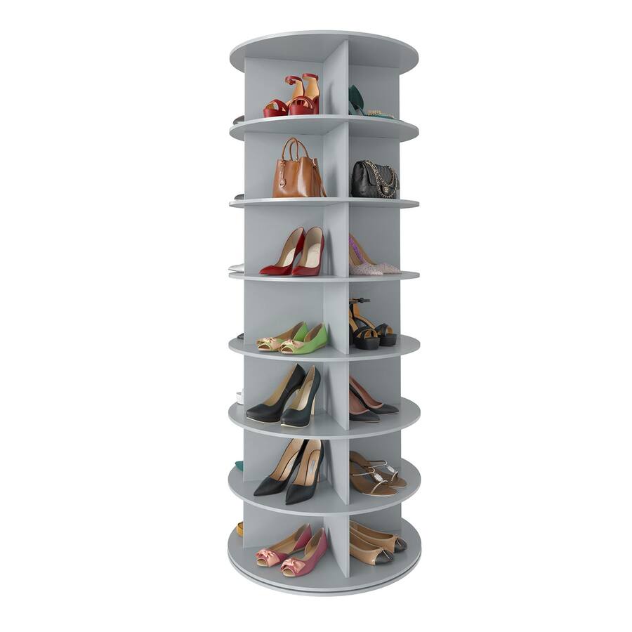 Dazzed Corner 7 Tier Rotating Shoe Rack Tower, Revolving 360 Shoe Rack ...