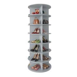 Dazzed Corner - 7 Tier Rotating Shoe Rack Tower, Revolving 360 Shoe Rack Storage Round Carousel - Gray