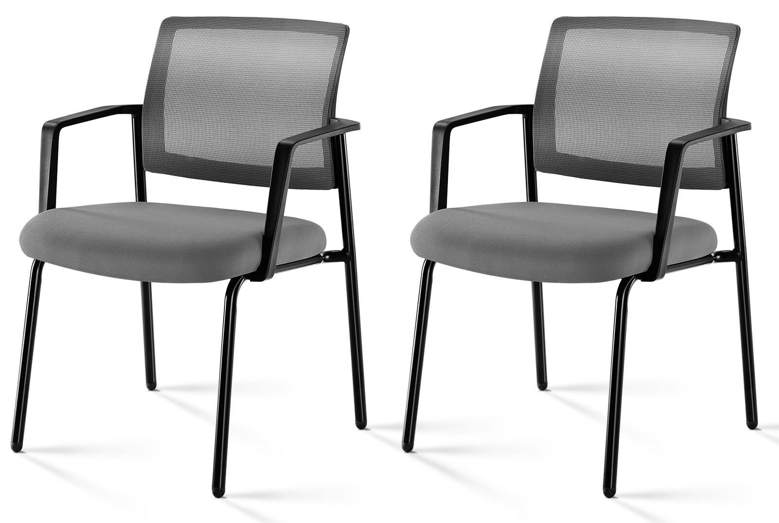 JETRANSPORT Mesh Stacking Arm Chairs 4 Pack Upholstered Fabric Sturdy ...