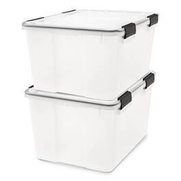IRIS USA - 47 Qt Storage Bins Plastic Gasket Box with Tight Latching Lids, 2 Pack - Clear
