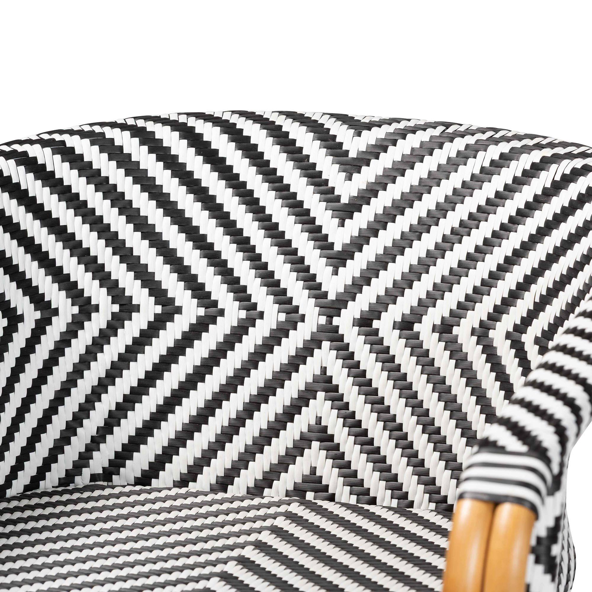 Alt View 1. bali & pari - Max Rattan Bistro Counter Stool - Handwoven Cafe-Style Accent Seating For Kitchen Island or Indoor/Outdoor Lounge - Natural Brown/Black/White.