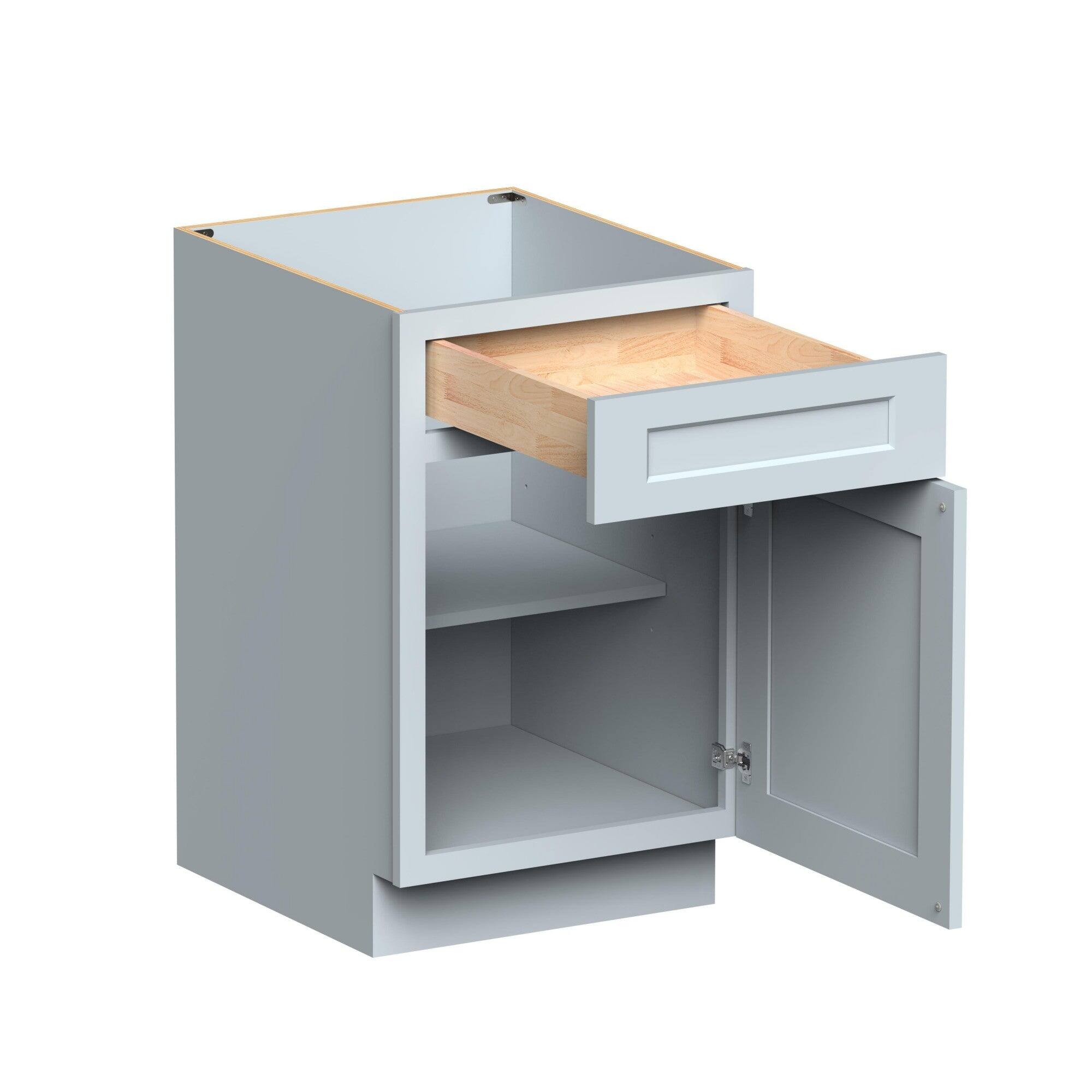 Alt View 2. Boyel Living - 21in.W BASE CABINET Fully assembled Cabinet With One Rubberwood Drawer and One MDF Door Recessed Panel Shaker - Gray.