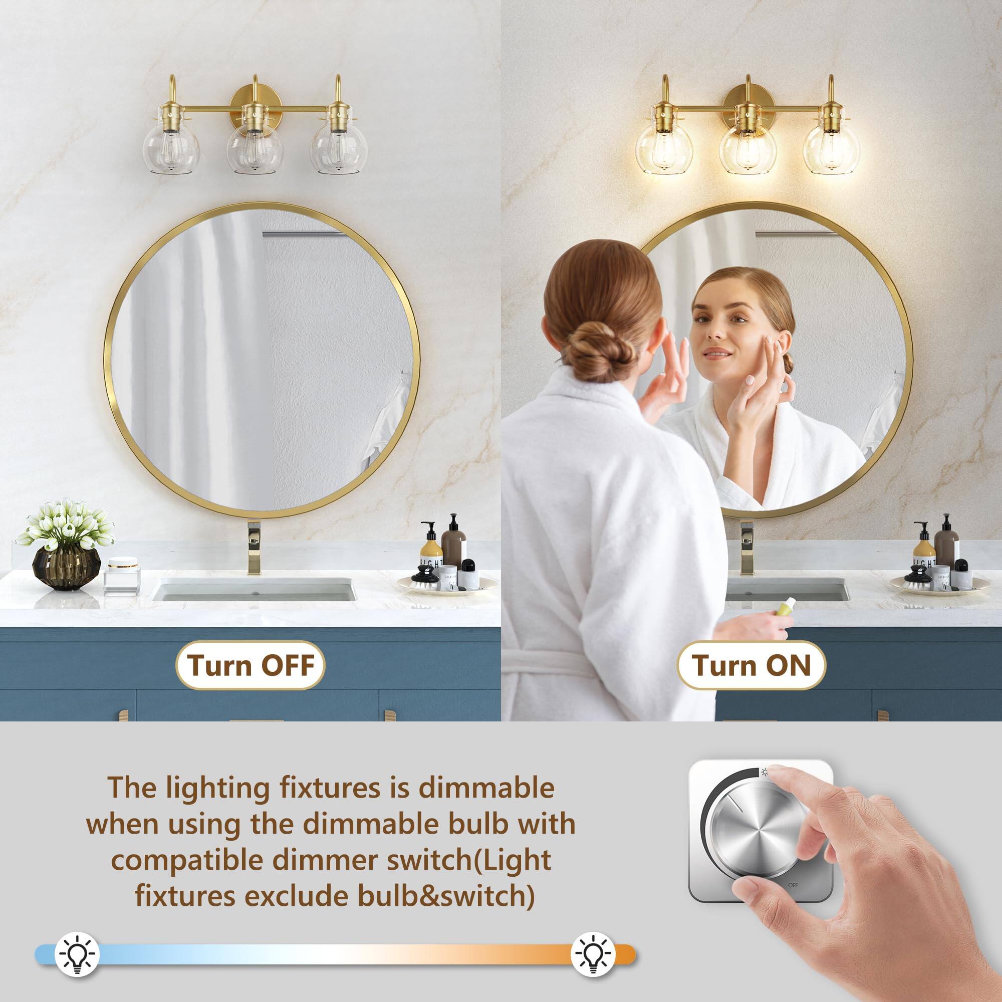 Turn OFF  
Turn ON  

The lighting fixtures is dimmable when using the dimmable bulb with compatible dimmer switch (Light fixtures exclude bulb&switch)