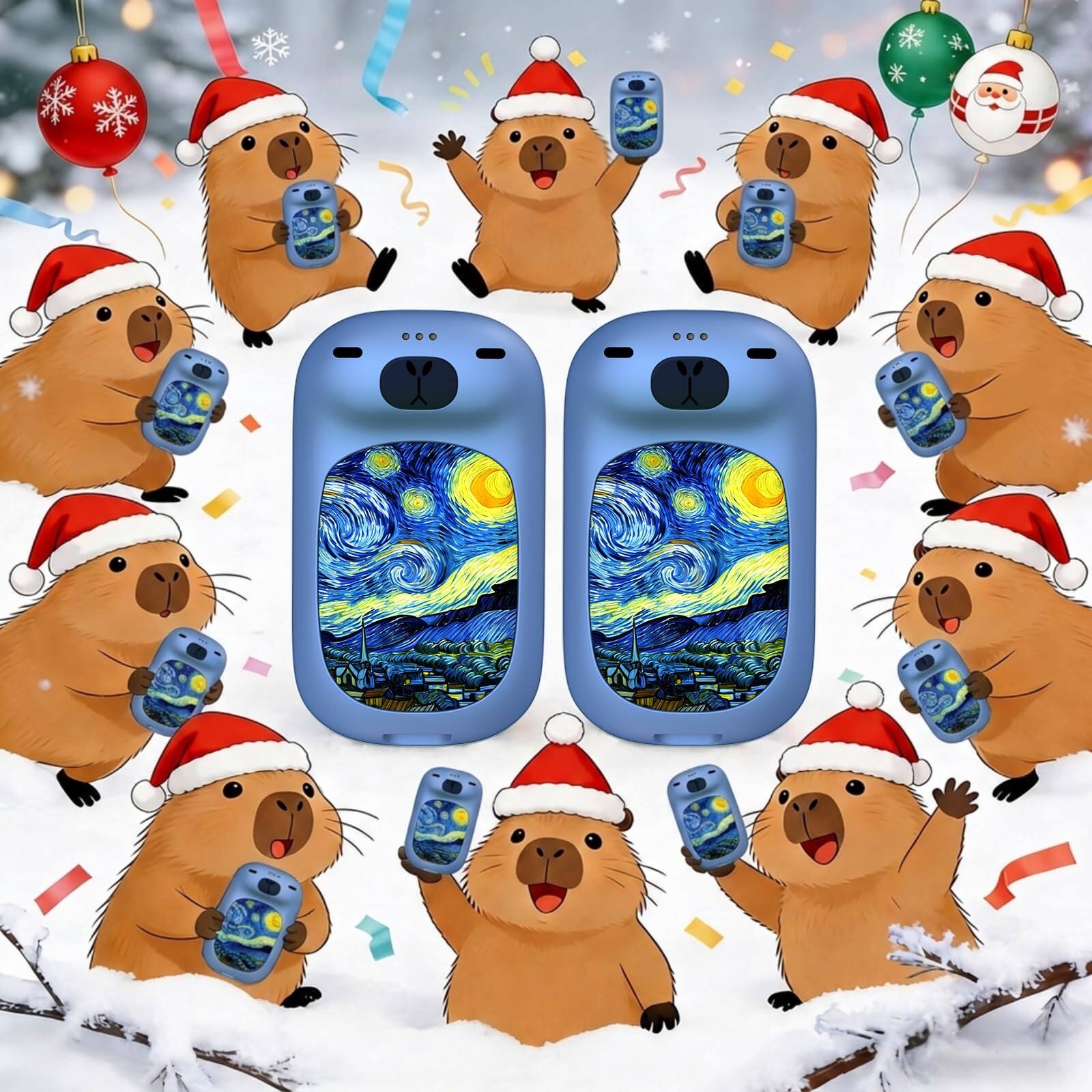 Alt View 1. PRIMEPLUS - Rechargeable Electric Hand Warmers, 1S Heating, 6000mAh 24H, Capybara Christmas Gift Stocking Stuffers for Thanksgiving - Blue.