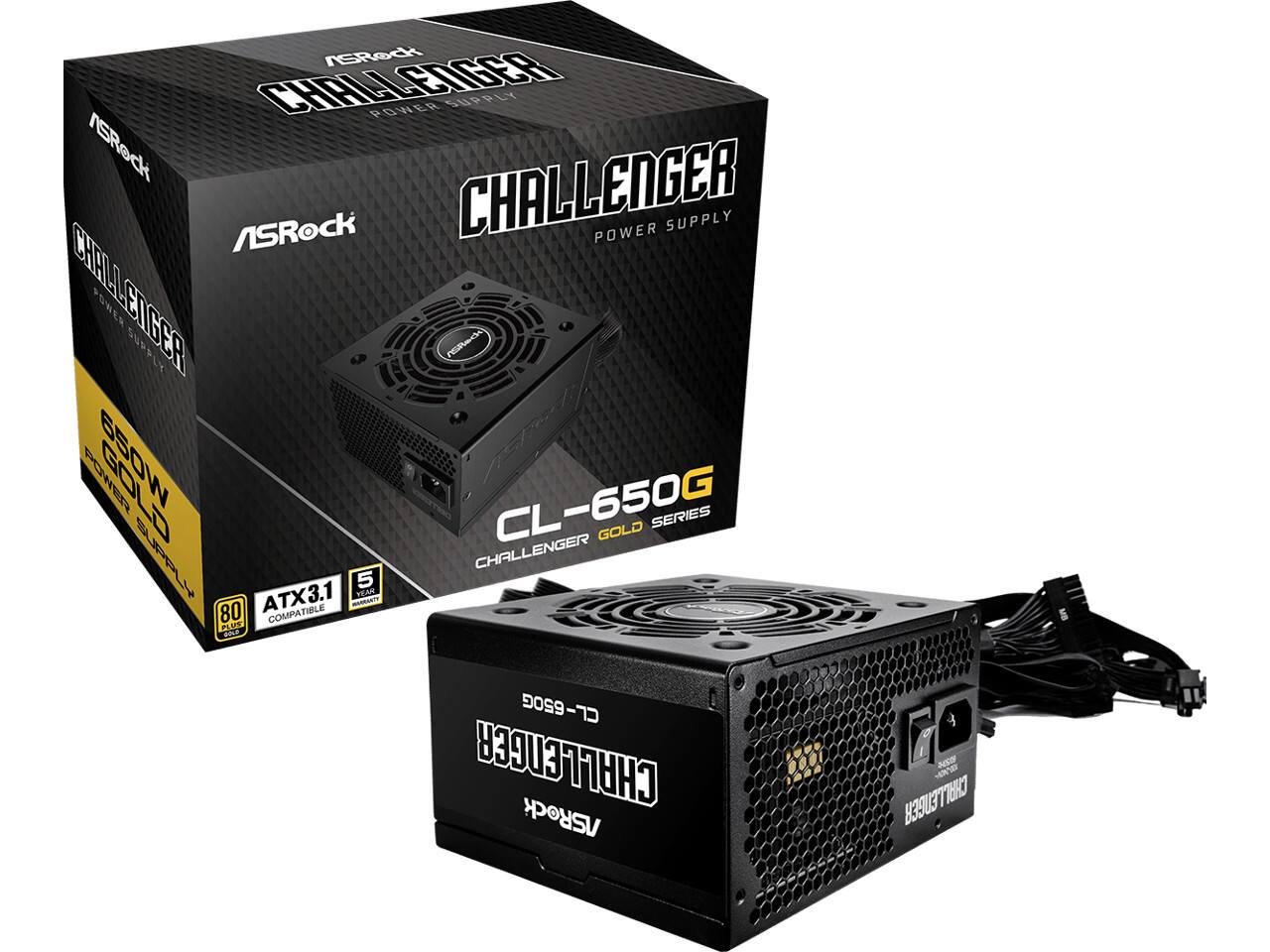 ASRock Challenger Power Supply CL-650G Series Gold 80+ Certified ATX 3.1 Compatible