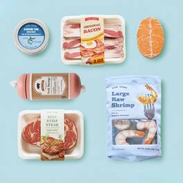 Tiny Land - Wooden Seafood & Meat Play Food Set, 6-Piece Pretend Grocery & Kitchen Play Montessori Toy