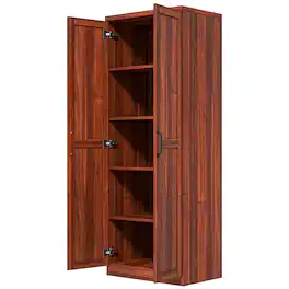 Homcom - Kitchen Pantry Storage Cabinet with Doors and Shelves - Tan