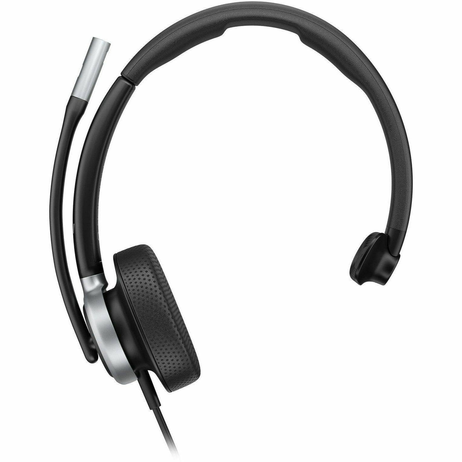 Alt View 2. Poly - Poly Mission 615 Monaural USB Wired Headset (Bulk) (C01C3A6) - Microsoft Teams Certification - Mono - USB, USB Type C - Black.