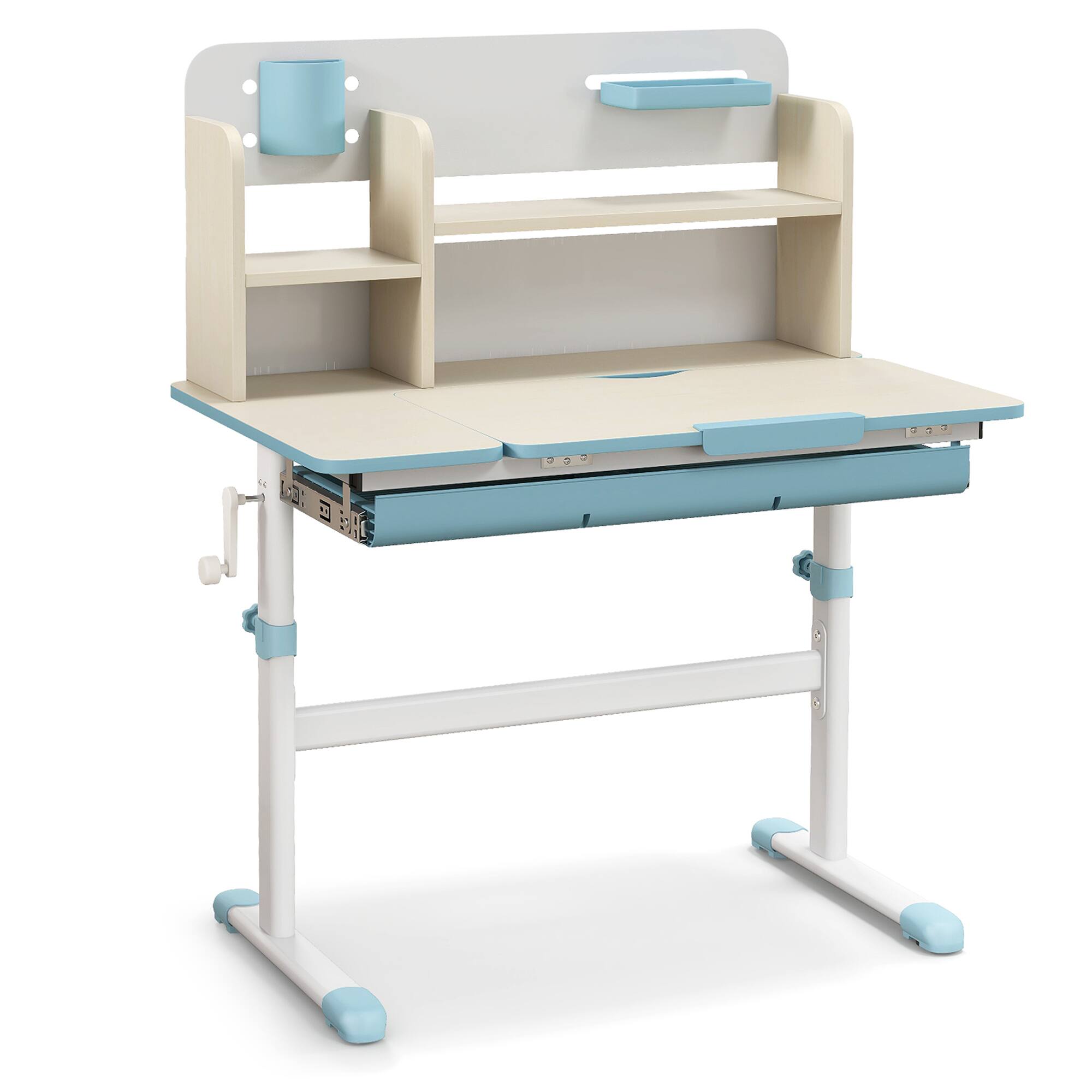 Alt View 9. Gymax - Gymax Kids Multifunctional Study Table Study Desk w/ Tiltable Desktop Book Stand Blue - Blue.
