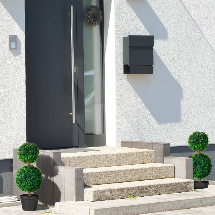 Alt View 1. PULUZ - 2 Pcs 23.6 inch Artificial Boxwood Ball Topiary Tree Set of 2 Fake Plants in Pot with Double Ball-Shaped Leaves - Green.