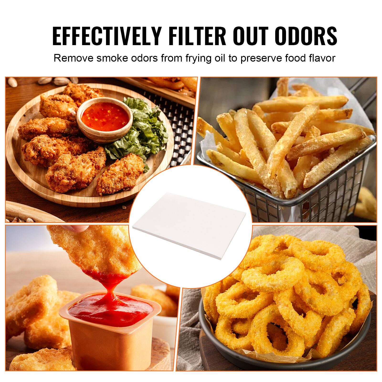 EFFECTIVELY FILTER OUT ODORS  
Remove smoke odors from frying oil to preserve food flavor