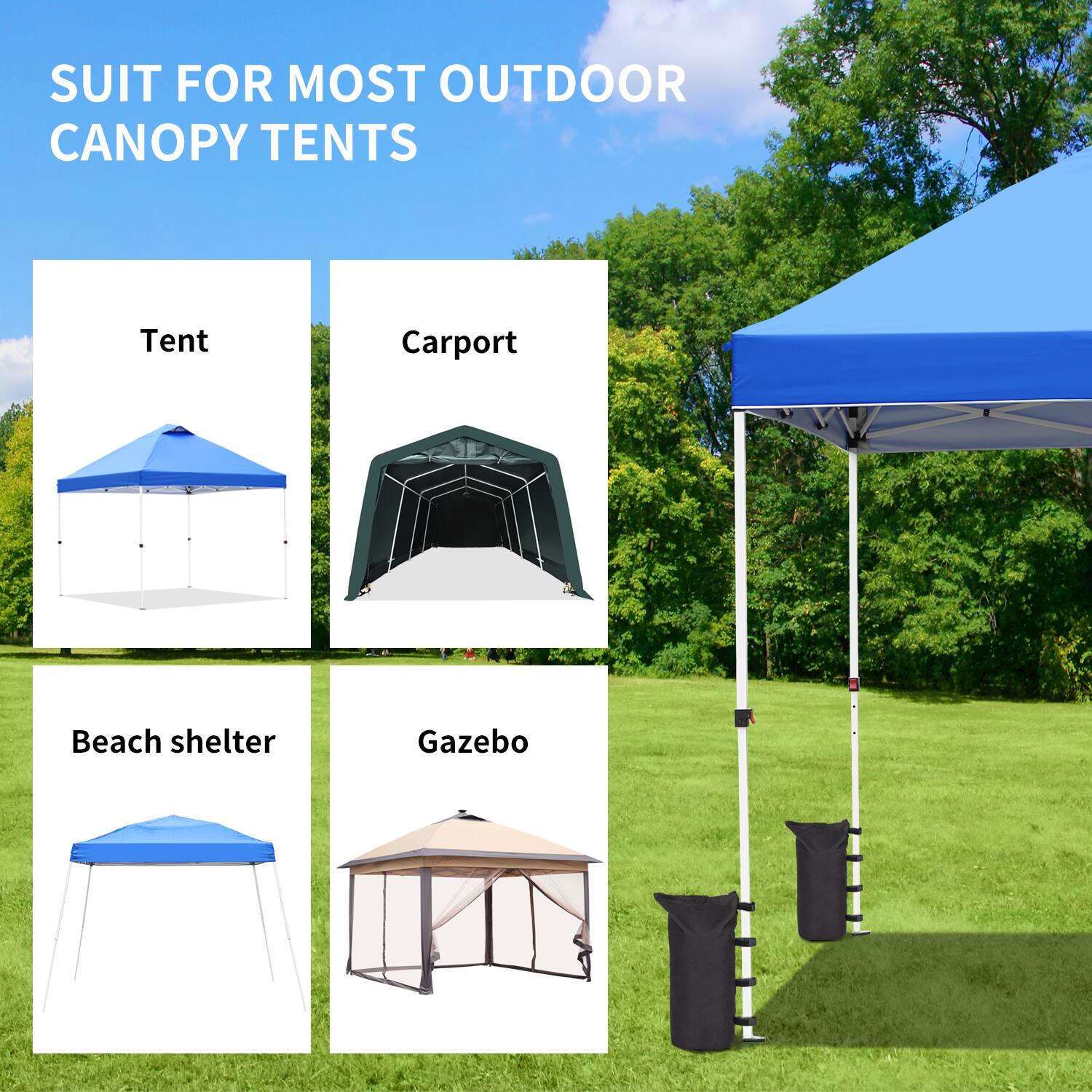 SUIT FOR MOST OUTDOOR CANOPY TENTS Tent Carport Beach shelter Gazebo