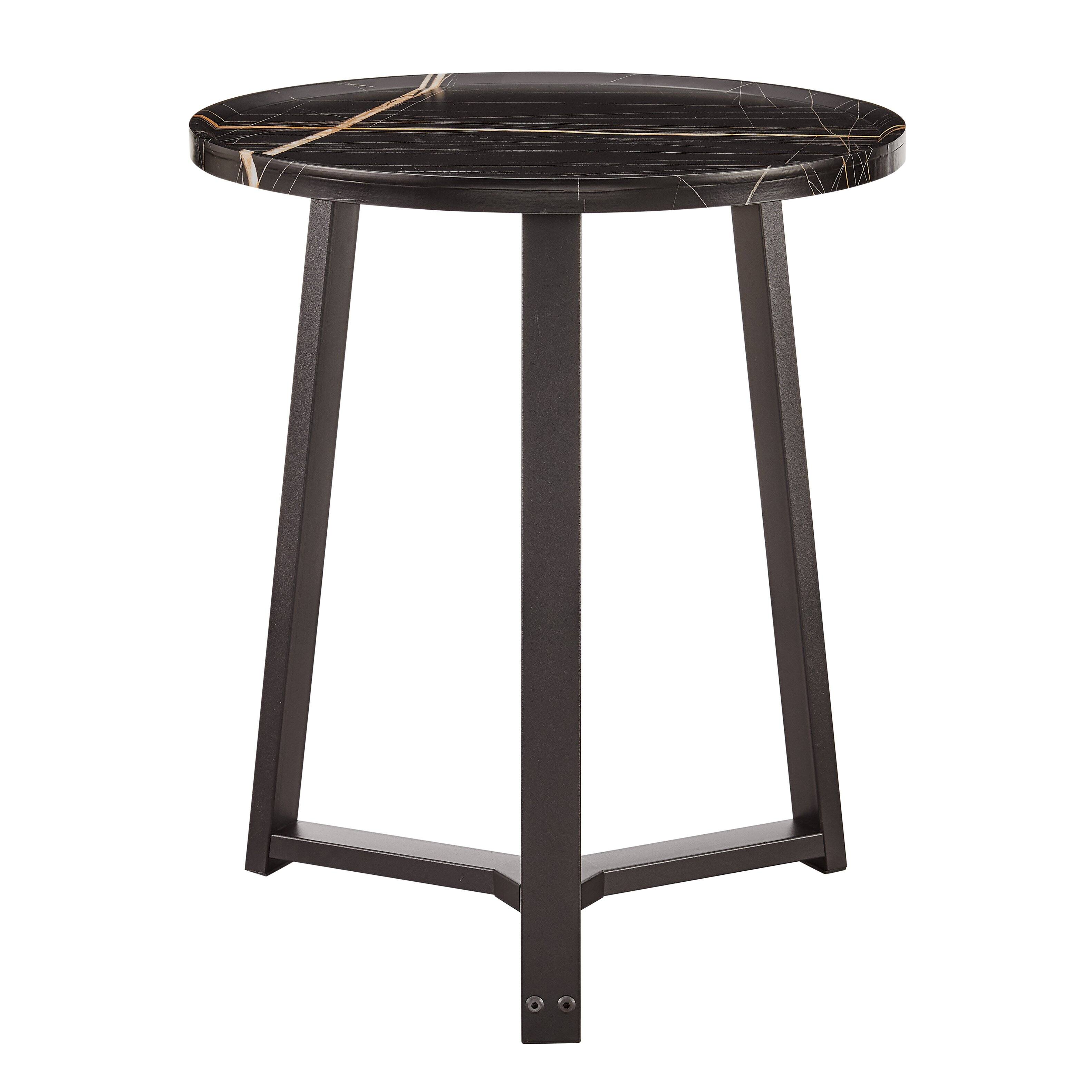 Alt View 9. Danya B - Harper Round Side Accent Table - Black Marble/Black - Black Marble/Black.