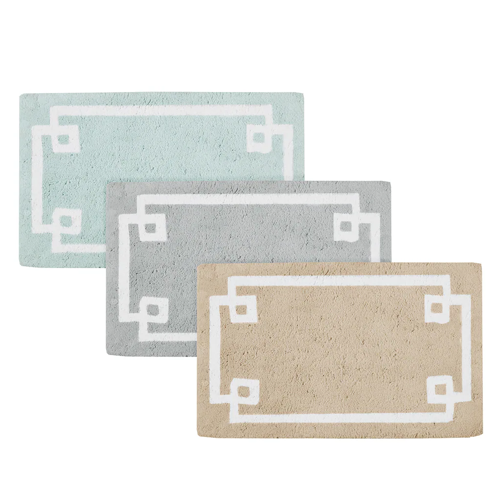 Left. APRILSOUL - 100 Cotton Oeko Tex Bath Rug Cloud Soft White Border Hotel Style - Seafoam.