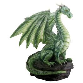 Pacific Trading - Dragon Sitting on Rock Fantasy Figurine Decoration 4.25 inch - Green