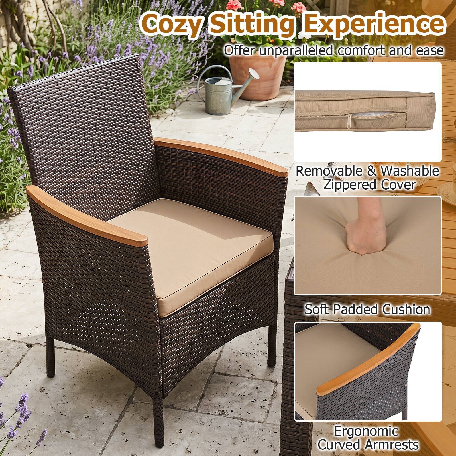Cozy Sitting Experience  
Offer unparalleled comfort and ease  
Removable & Washable Zippered Cover  
Soft Padded Cushion  
Ergonomic Curved Armrests