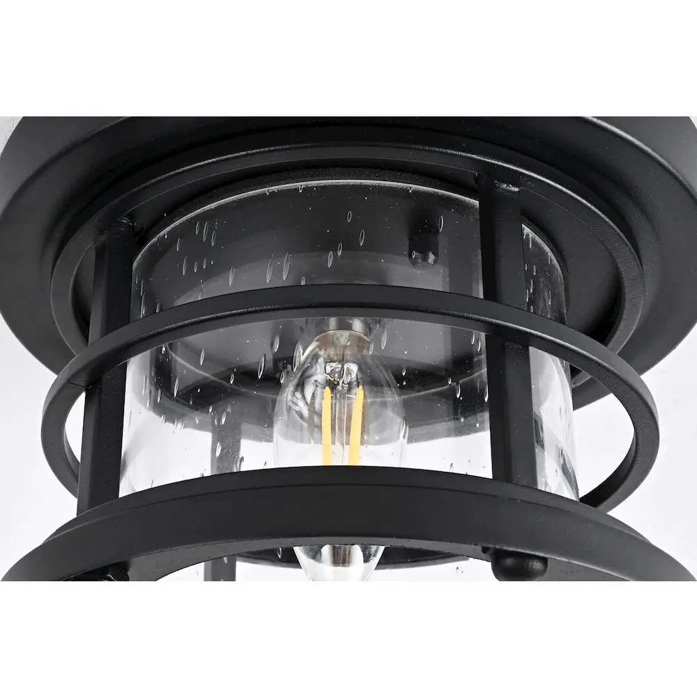 Alt View 1. Elegant Lighting - Carla 8 inch Outdoor Flush Mount Ceiling Light in Black - Black And Clear.