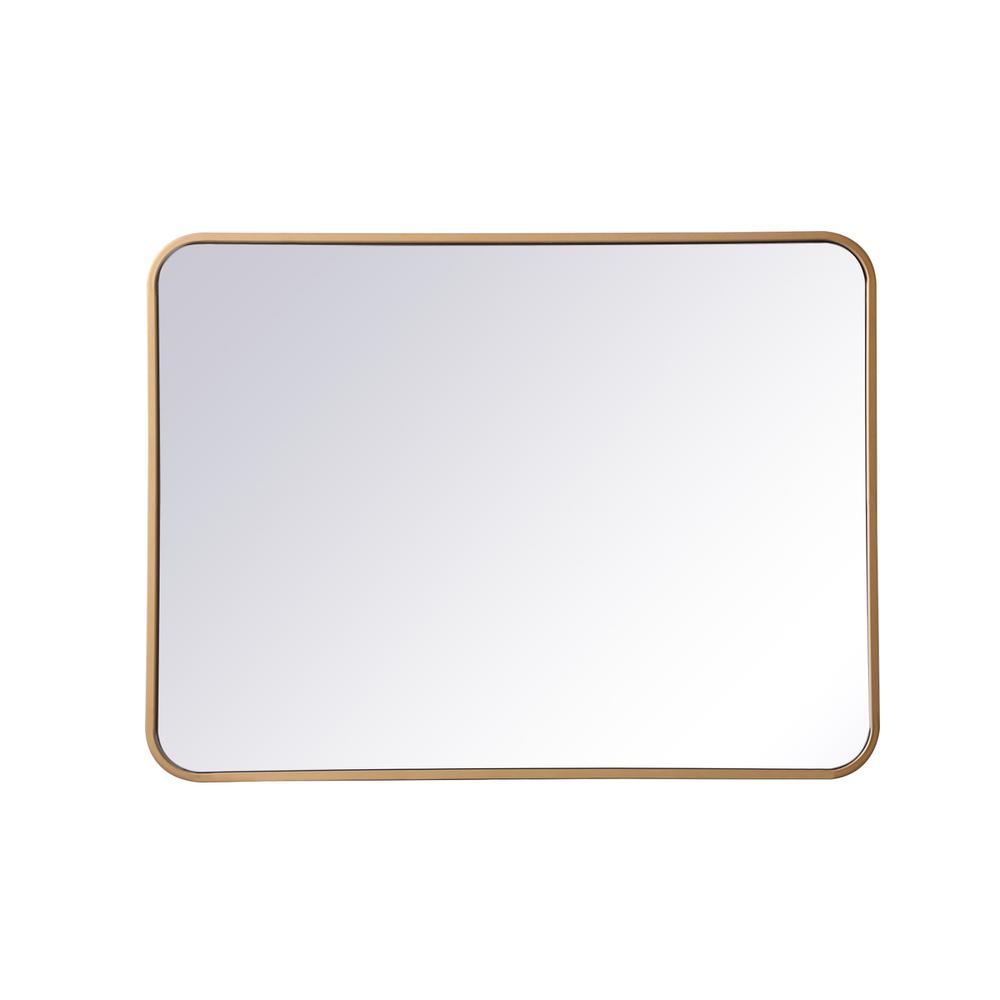 Back. Elegant Decor - Soft corner metal rectangular mirror 24x32 inch in Brass - Brass.