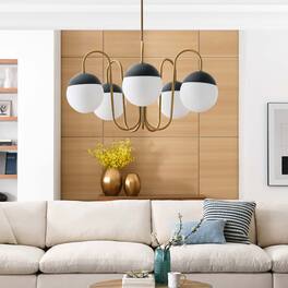 Stellar 5-Light Chandelier by Modway - Opal Satin Brass
