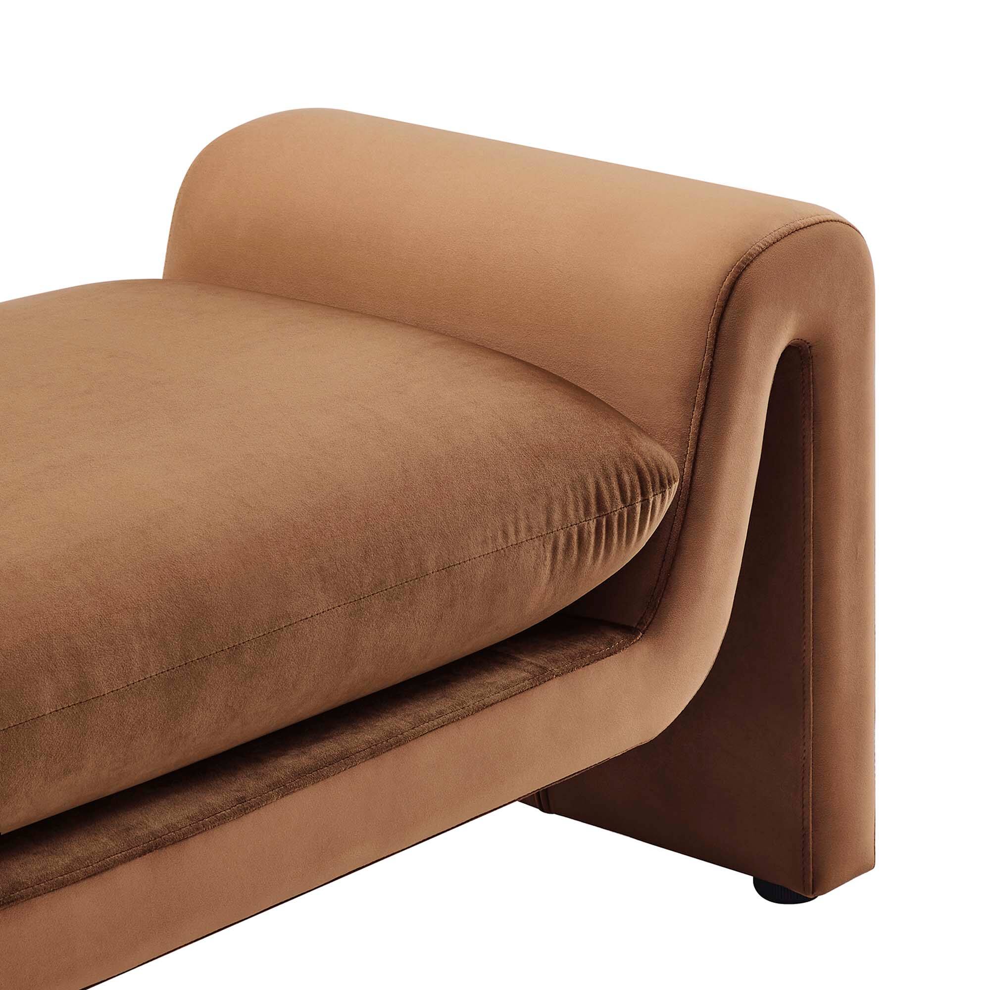 Alt View 2. Modway - Waverly Performance Velvet Bench by Modway - Brown.