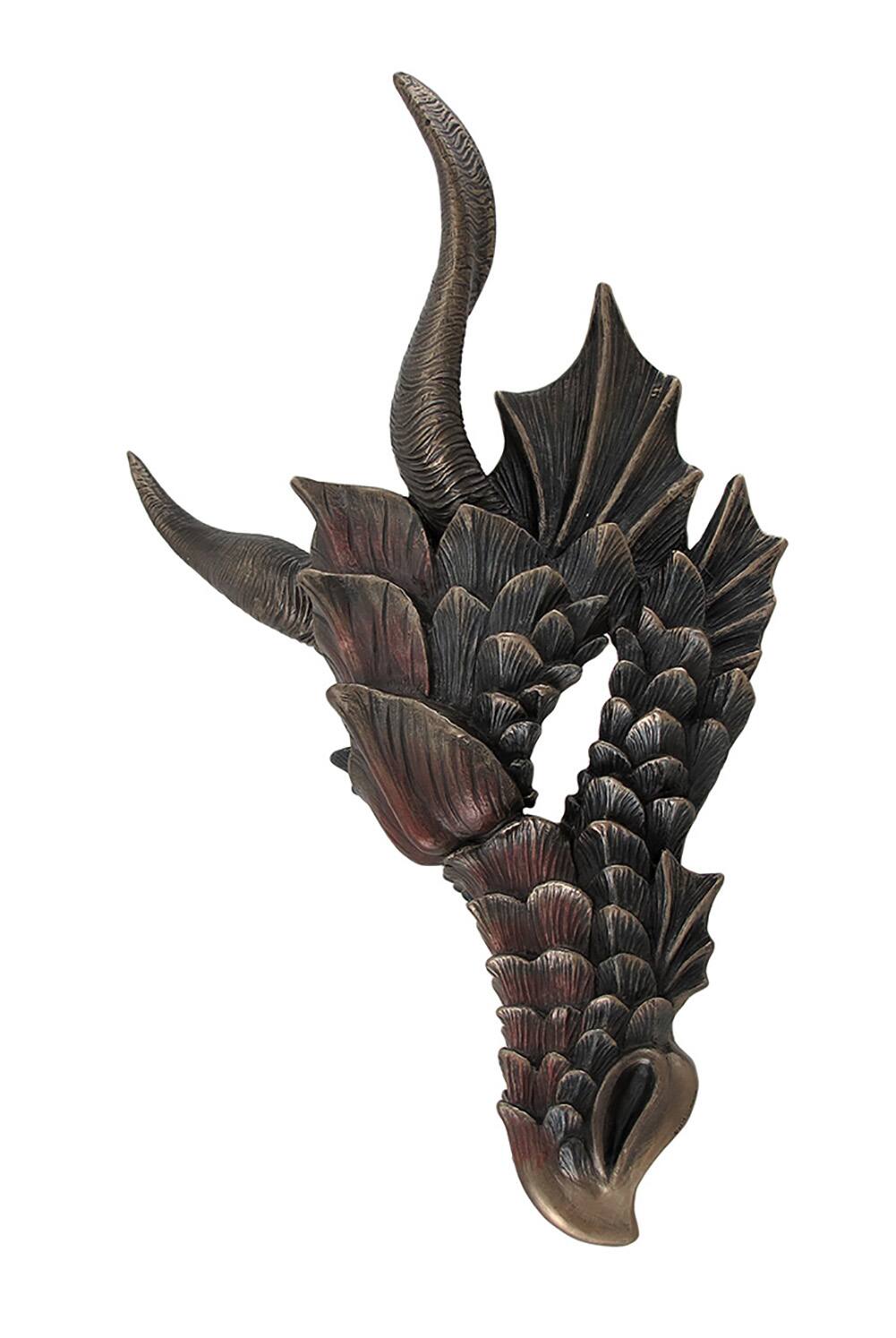 Alt View 2. Veronese Design - Metallic Bronze Finish Dragon Head Wall Mask Medieval Decor - Bronze.