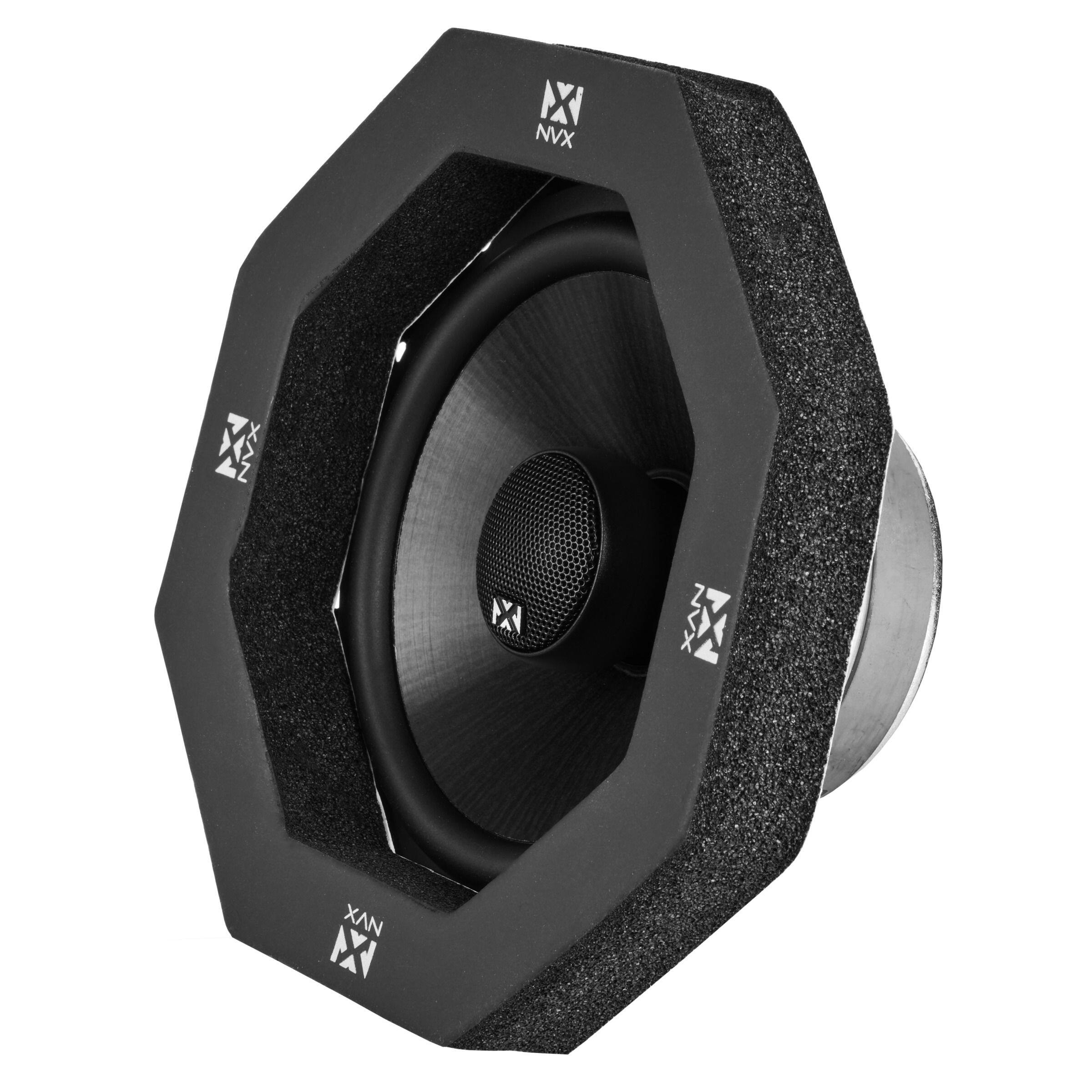 Angle. NVX - FRING65 2 Piece Universal 6.5” Self Adhesive Foam Speaker Ring Kit with Foam Base Pad.