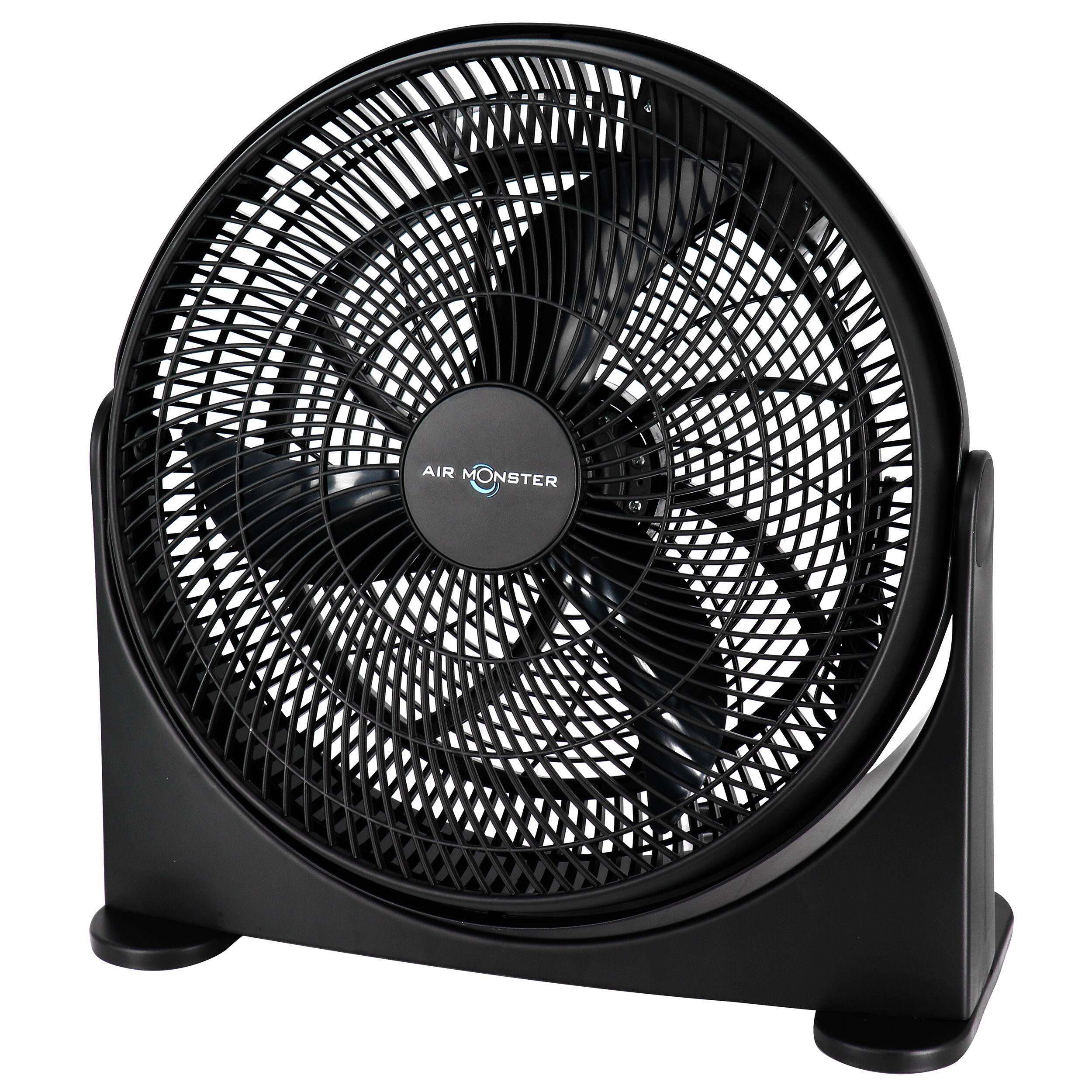 Air Monster - 16 Inch Air Circulator 3 Speed Adjustable Angle Floor Fan - Black