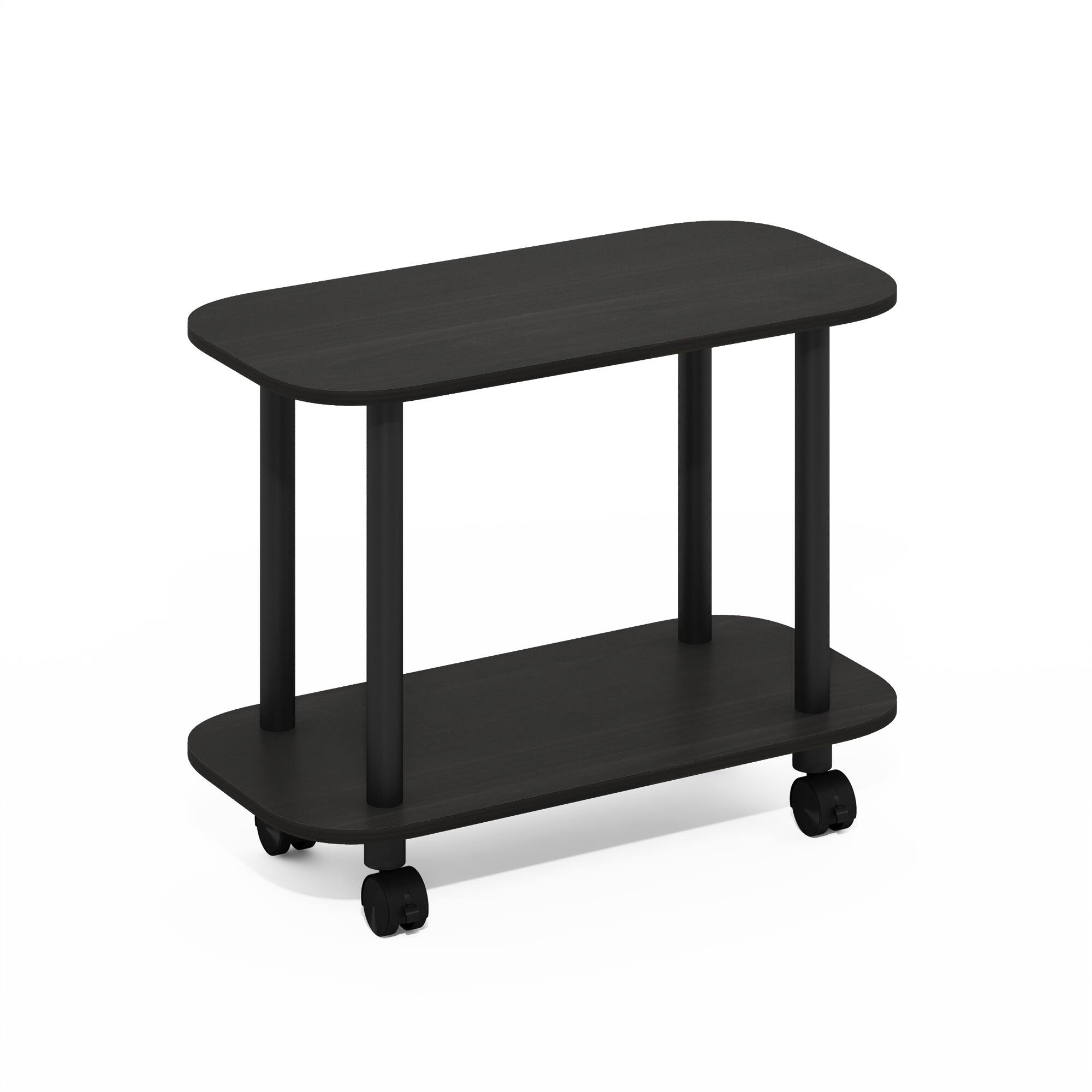 Alt View 5. Furinno - TURN-N-TUBE Night Stand, 2-Tier Oval Nightstand, Round Corner Side Table, End Table with Open Shelf, Toolless Assembly - Espresso/Black.