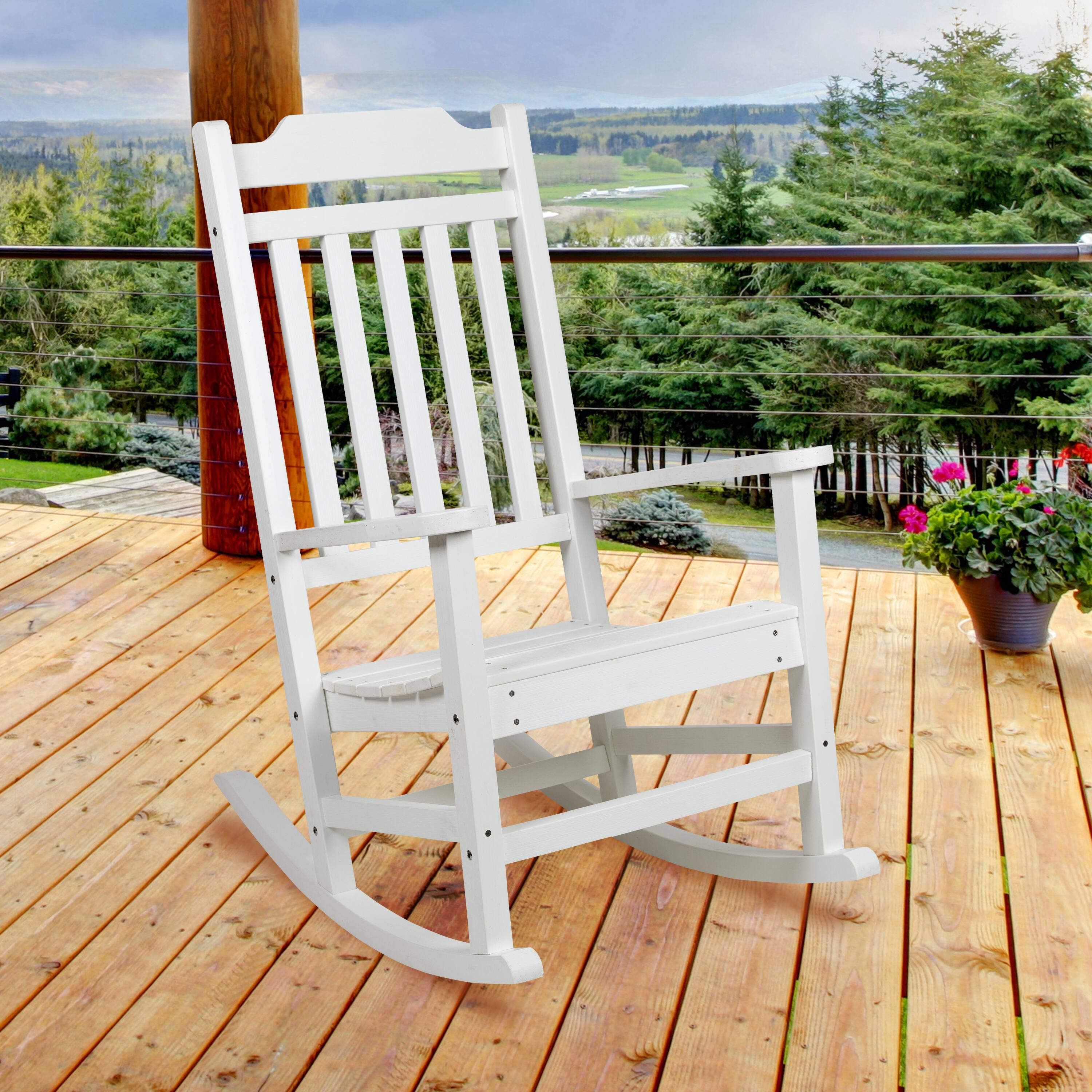 Alt View 1. Emma + Oliver - All-Weather Poly Resin Wood Rocking Chair - Patio and Backyard Furniture - White.