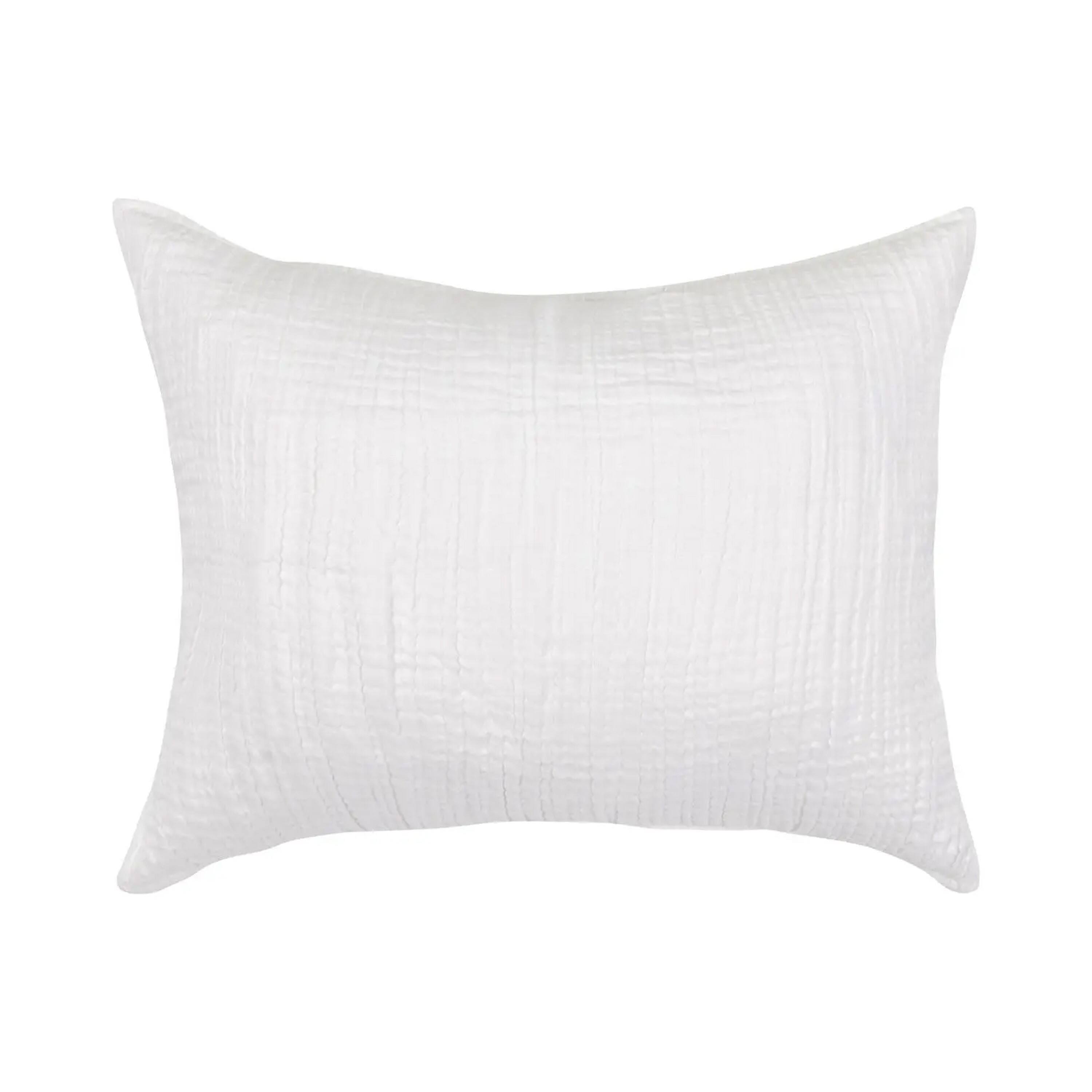 Front. Manhattan Lane - Irma 26 Inch Euro Pillow Sham, Embroide  Premium Linen, Cotton - White.
