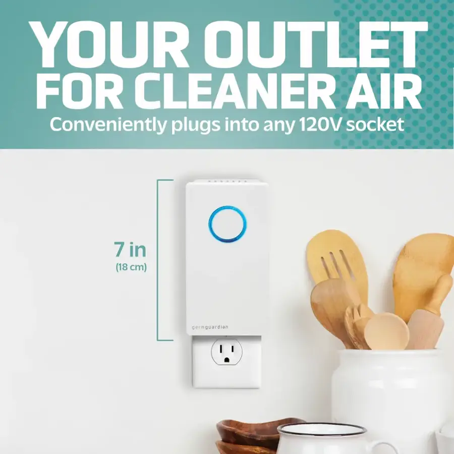 YOUR OUTLET FOR CLEANER AIR Conveniently plugs into any 120V socket 7 in (18 cm) gernguardian
