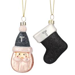 The Memory Company - Troy University Trojans Two-Pack Santa & Stocking Blown Glass Ornament Set - Black