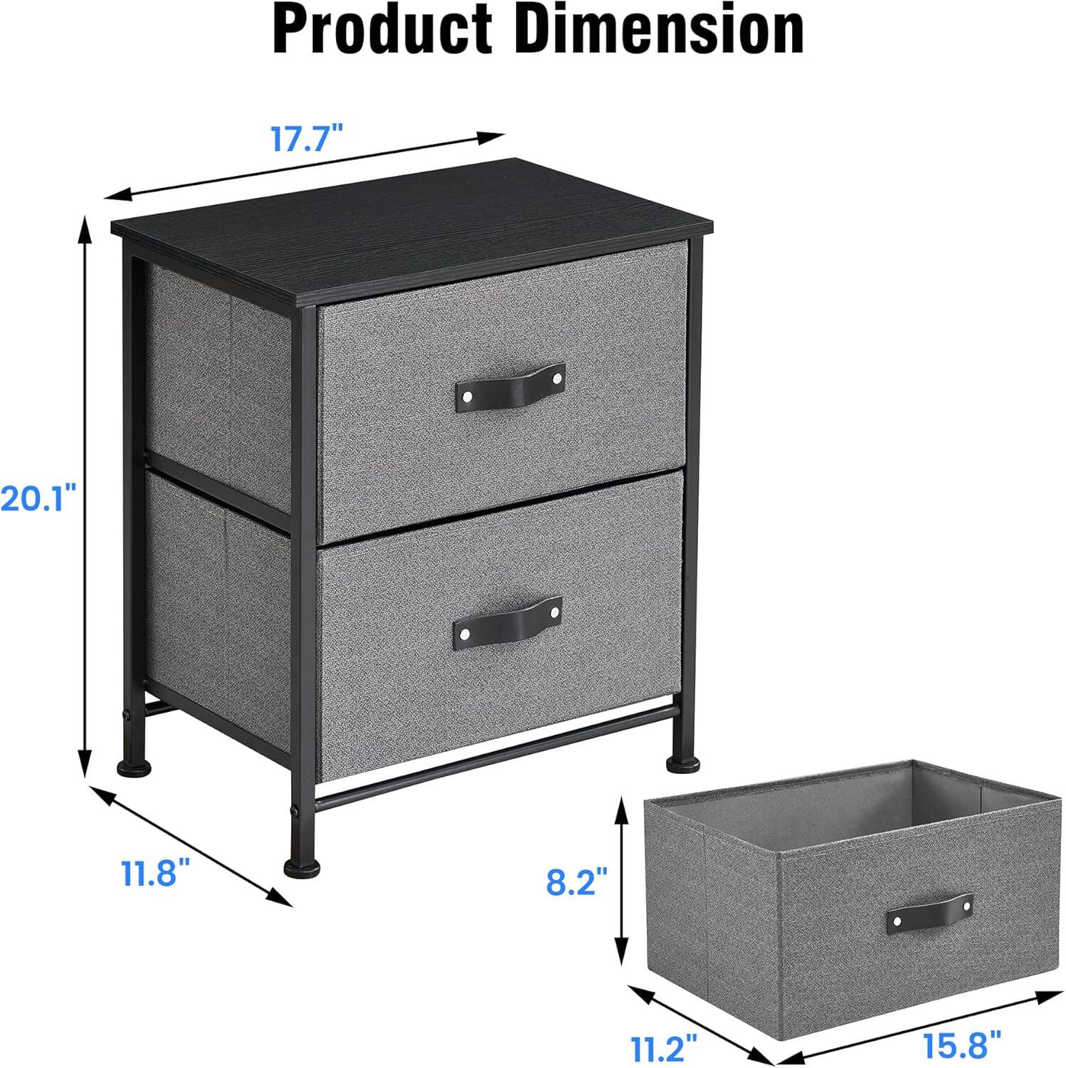 Product Dimension

- Width: 17.7"
- Depth: 20.1"
- Height: 11.8"
- Drawer Height: 8.2"
- Drawer Width: 11.2"
- Drawer Depth: 15.8"