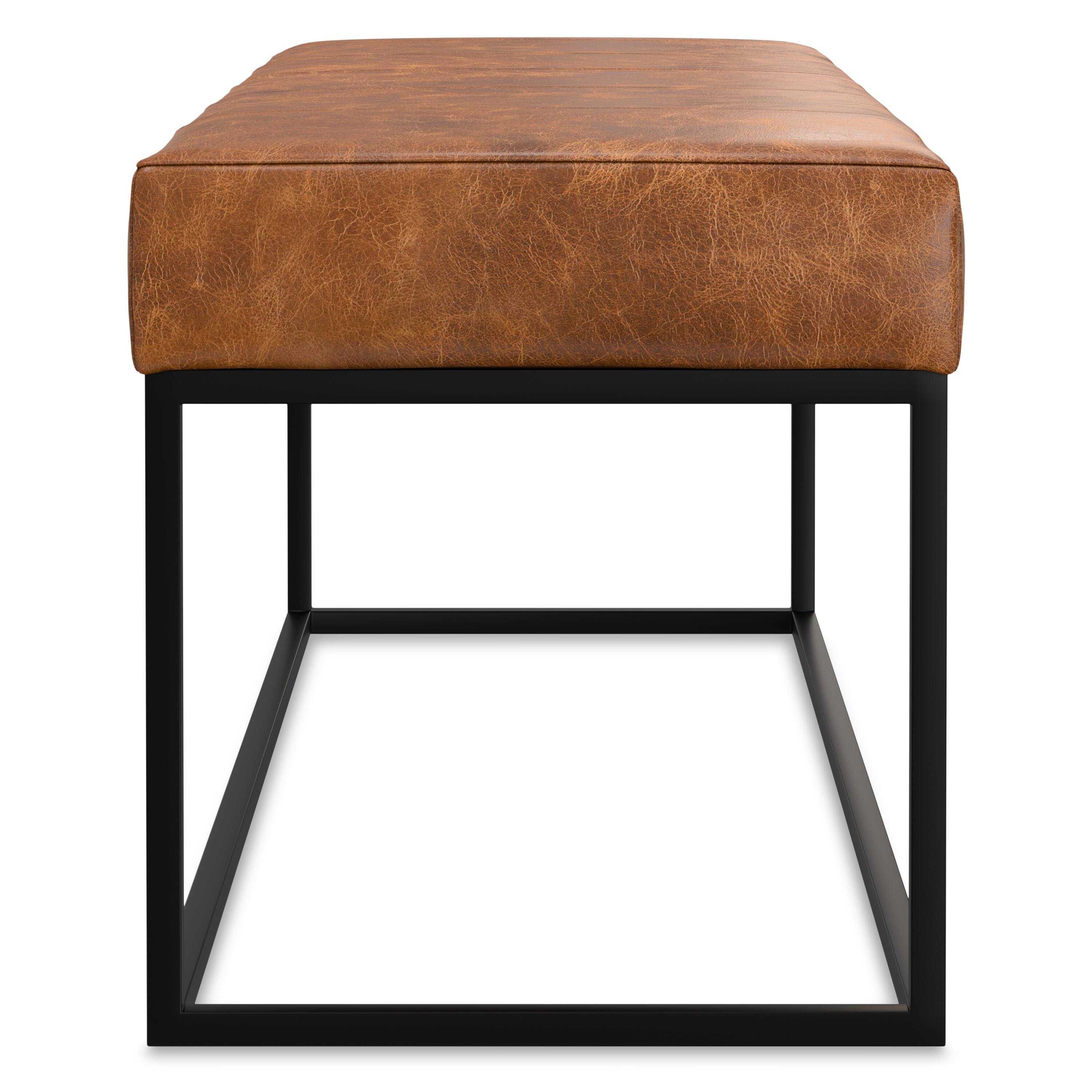 Alt View 1. Simpli Home - Candice 56 inch Wide Rectangle Ottoman Bench in Tan Genuine Leather - Tan.