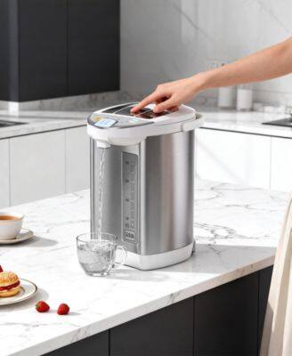 Alt View 4. Sugift - Electric Water Boiler And Warmer Hot Water Dispenser 5L 5.28 Qt With Rotating Base - Silver.