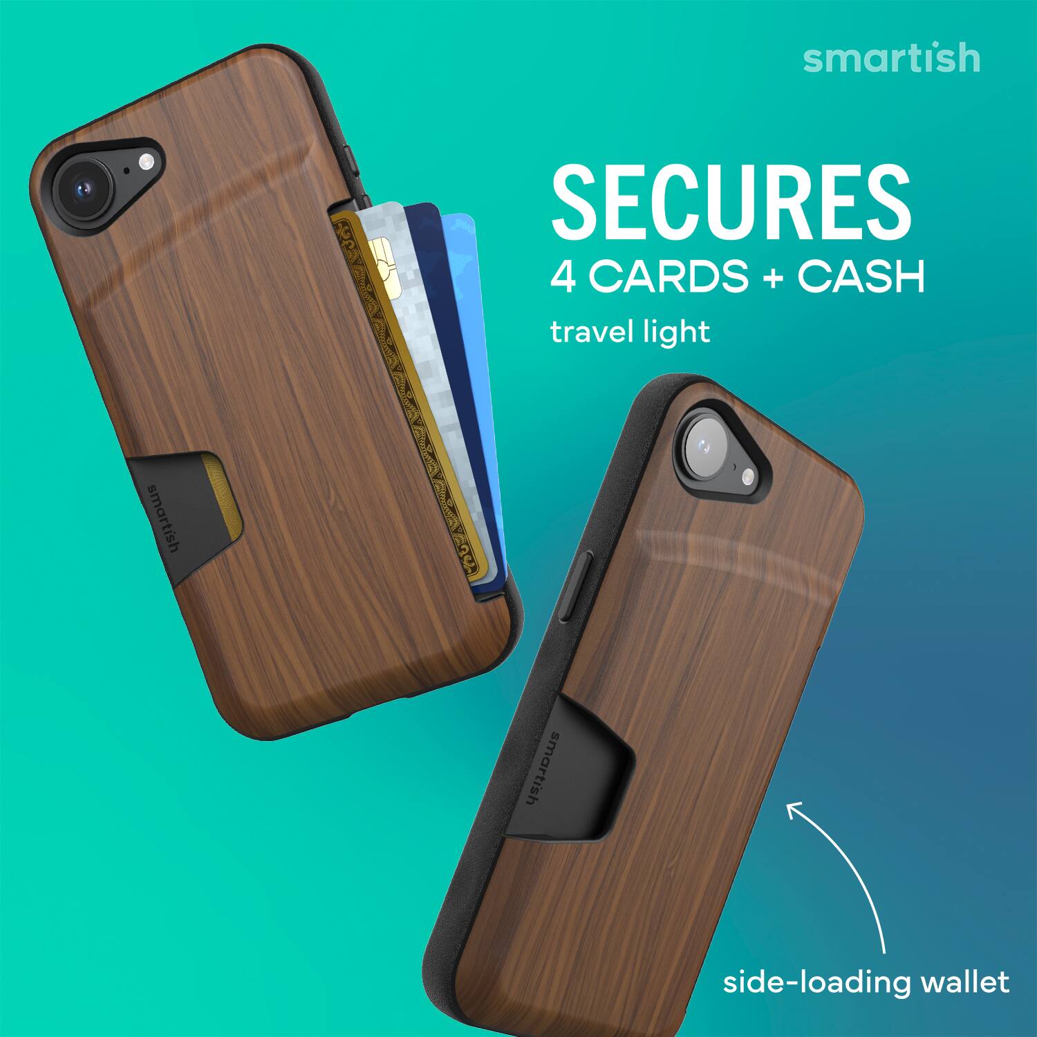 smartish SECURES 4 CARDS + CASH travel light smartish JGy smartish side-loading wallet