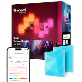 Nanoleaf - Blocks Textured Squares Add-On - Smart LED Wall Light Panels (2pk) - Multicolor